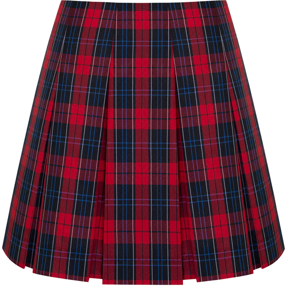 Woodland Plaid High Waisted Box Pleated Skirt-Clearance