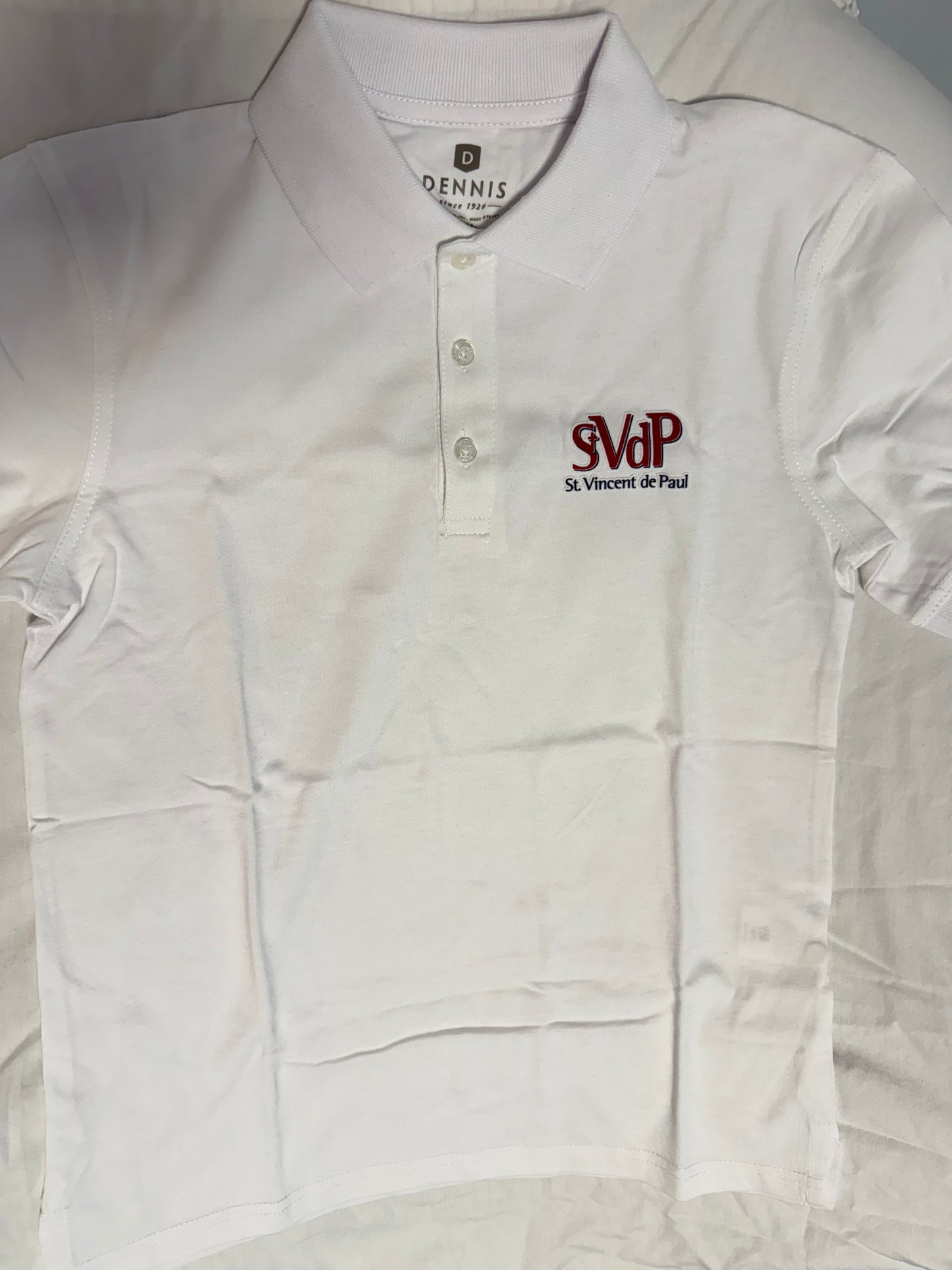 White S/S Jersey Polo- St. Vincent de Paul
