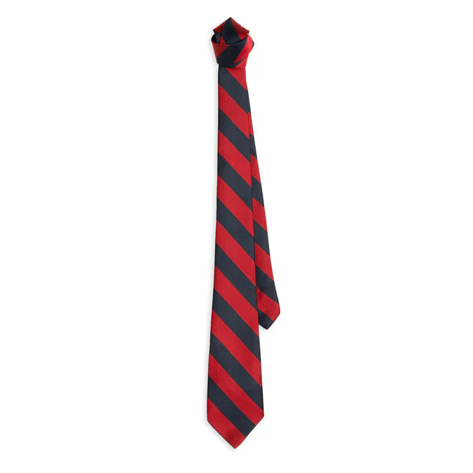 Red and Navy Striped Four in Hand Tie