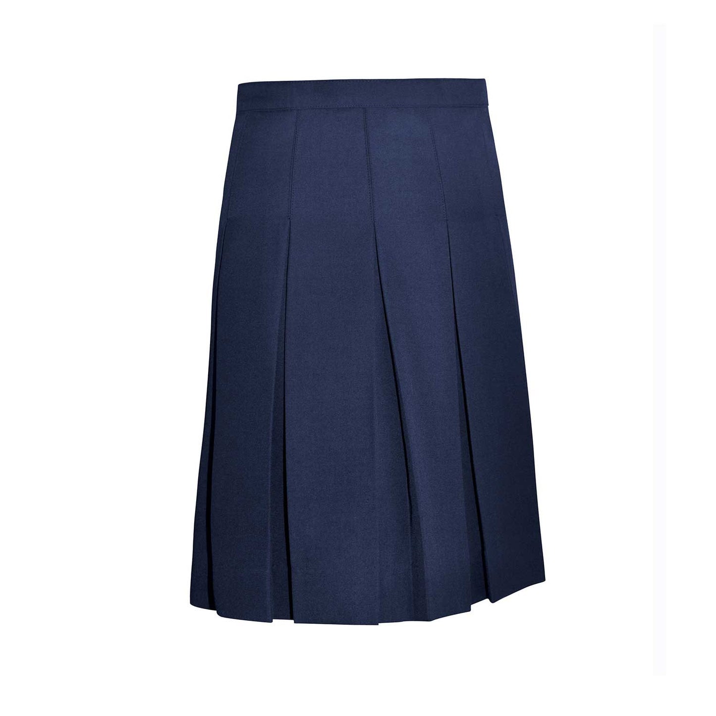 Navy Stitched-Down Box Pleat Skirt