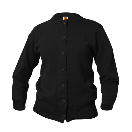 Black Feminine Crewneck Cardigan