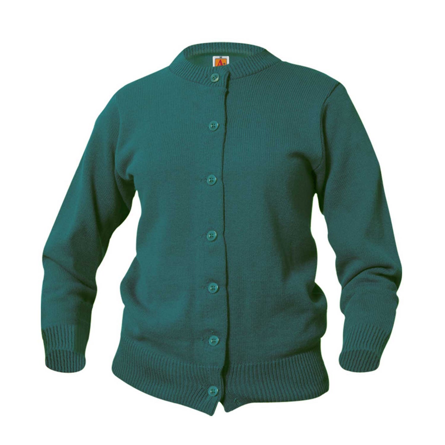 Green Feminine Crew Neck Cardigan Sweater