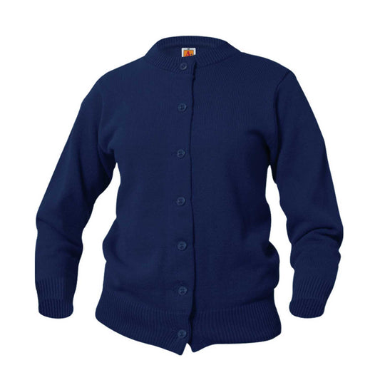 Navy Girls Crew Neck Cardigan Sweater