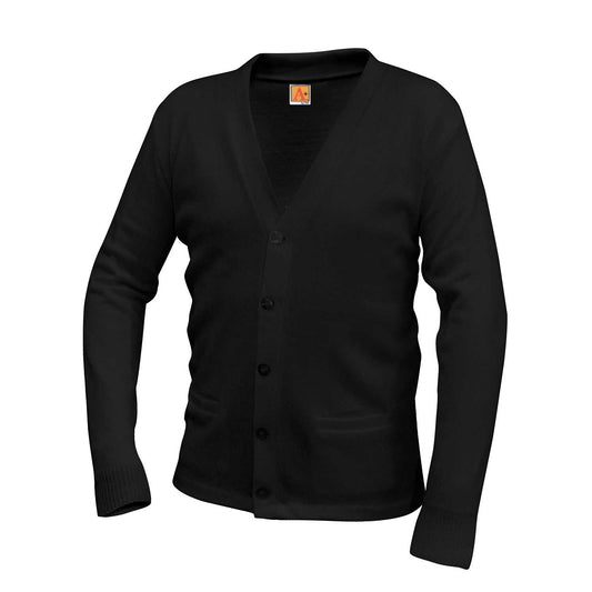 Black 2-Pocket V-Neck Cardigan