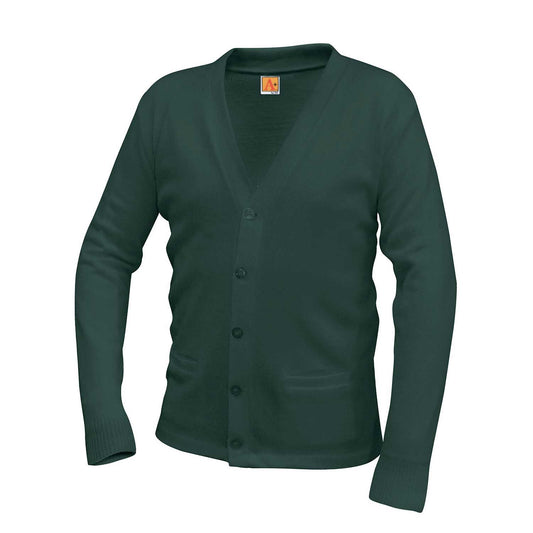 Dark Green V-Neck 2 Pocket Cardigan