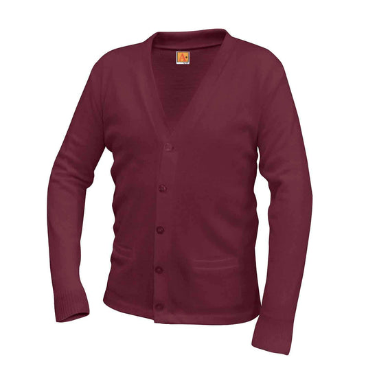 Burgandy 2-Pocket V-Neck Cardigan