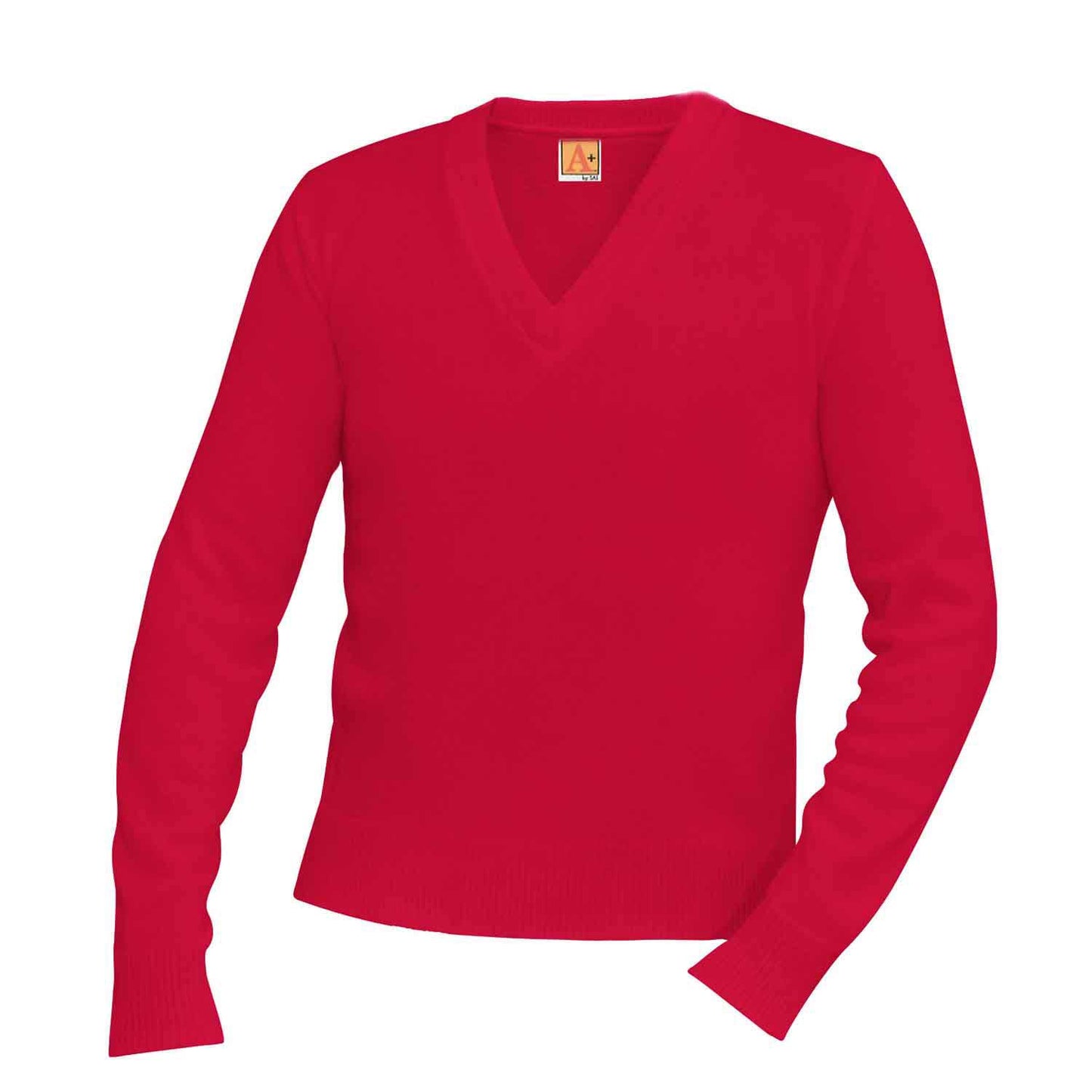 Red V-Neck Pullover Sweater