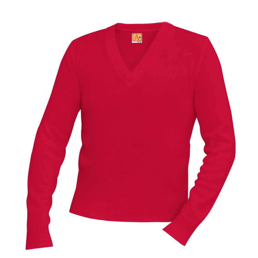 Red V-Neck Pullover Sweater
