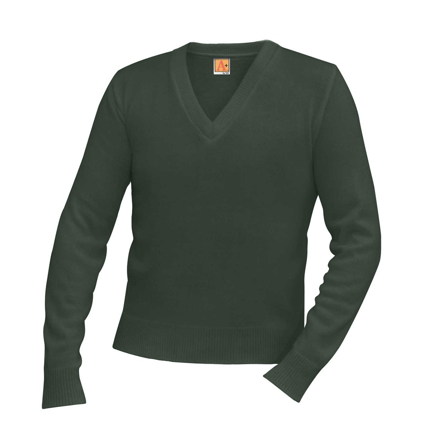 Green V-Neck Pullover Sweater