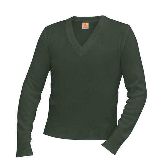 Green V-Neck Pullover Sweater