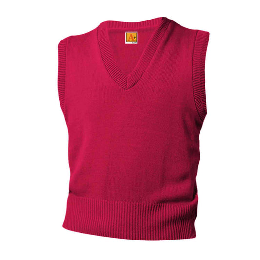 Red V-Neck Pullover Sweater Vest