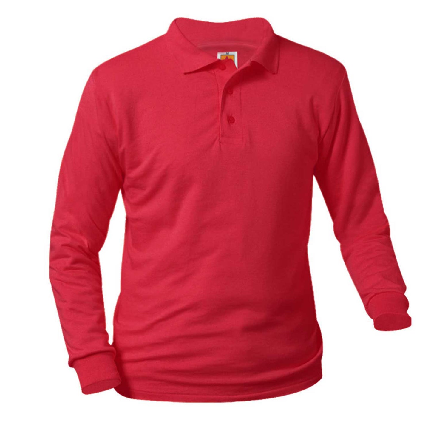 Red Long Sleeve Jersey Polo- Unisex