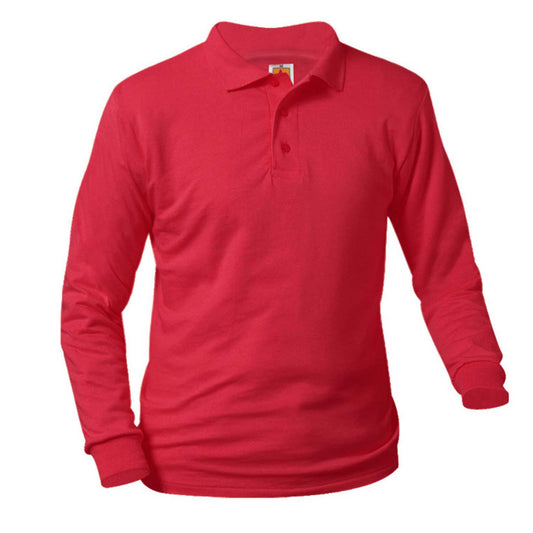 Red Long Sleeve Jersey Polo- Unisex