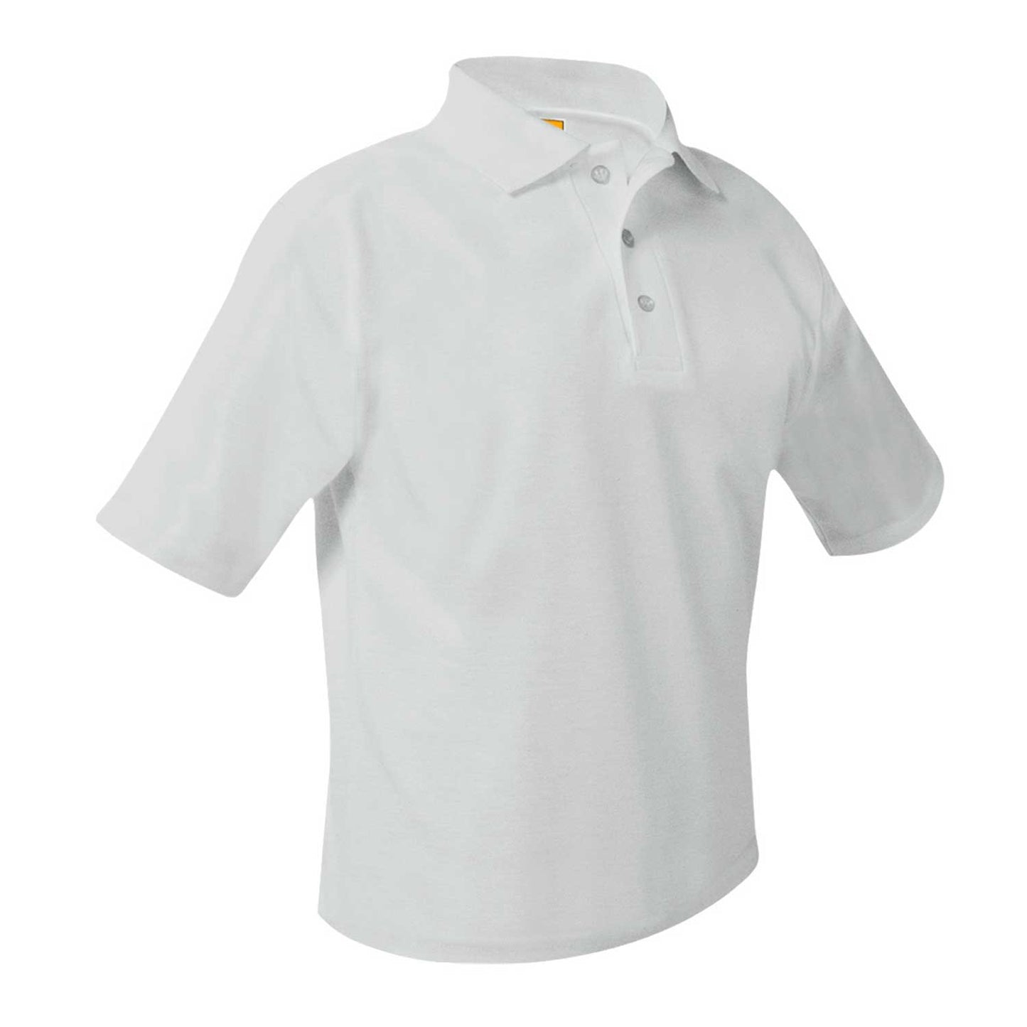 White Short Sleeve Pique Polo- Unisex
