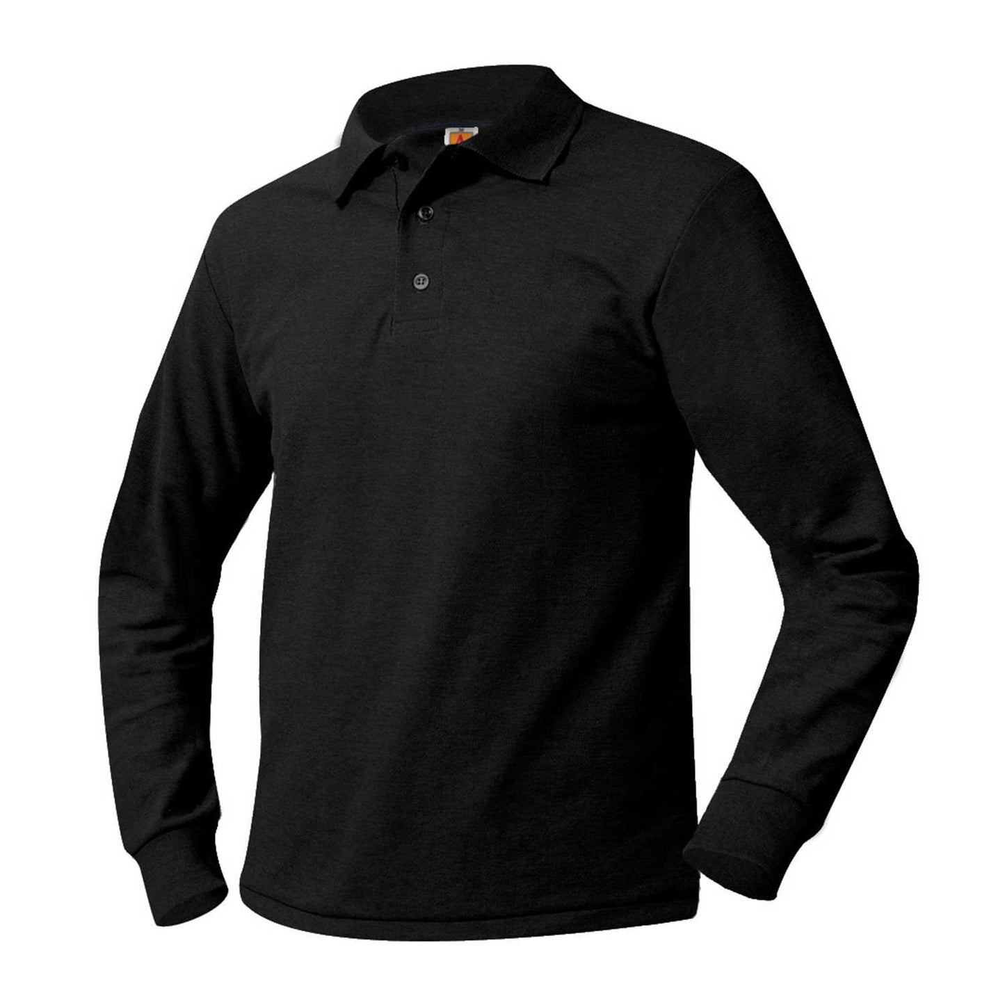 Black Long Sleeve Pique Polo- Unisex