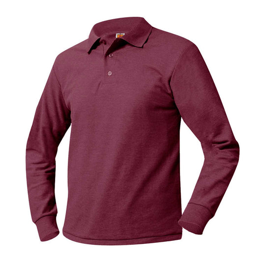 Burgandy Long Sleeve Pique Polo- Unisex