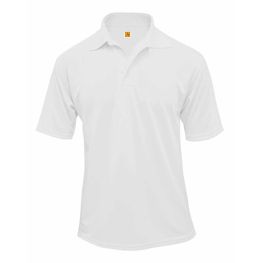 White Short Sleeve Performance Polo- Unisex