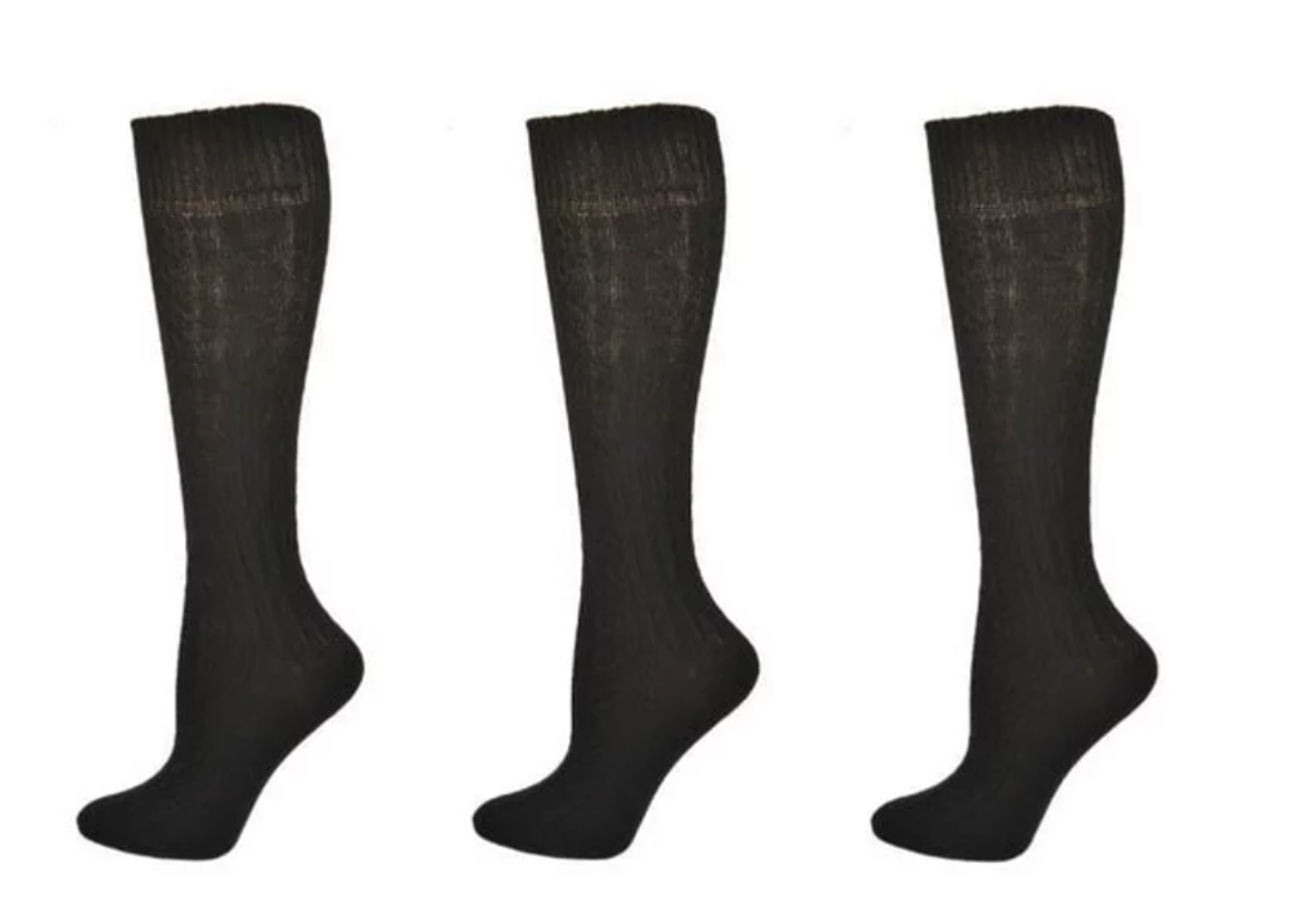 Black 3 Pack Cable Knit Knee-Hi Socks