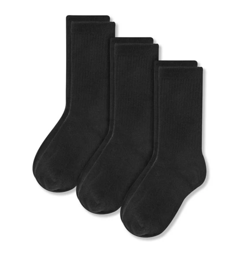 Boys Black 3 Pack Unisex Crew Sock