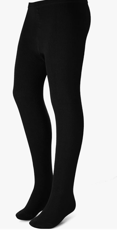 Black Single-Pack Girls Flat Knit Tights