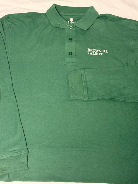 Green Brownell Talbot Unisex Long Sleeve Pique Polo
