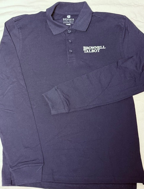 Navy Brownell Talbot Unisex Long Sleeve Jersey Polo