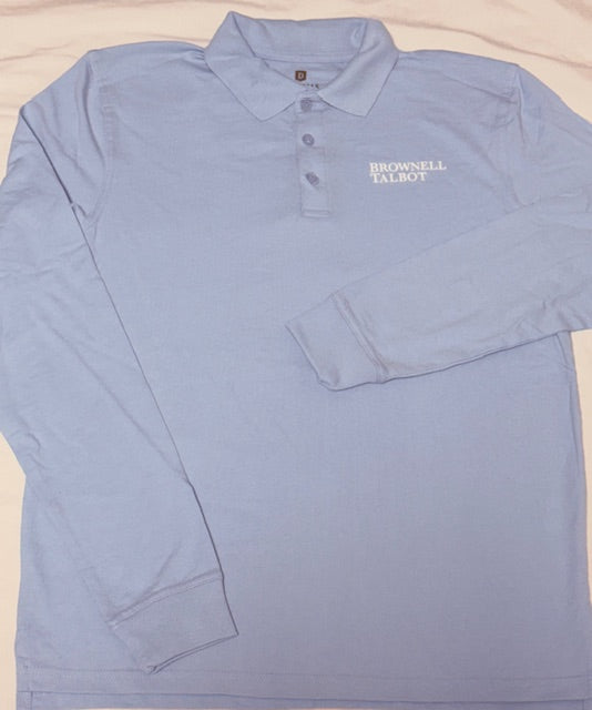 Lt. Blue Brownell Talbot Unisex Long Sleeve Jersey Polo