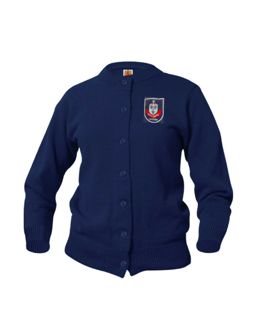 Navy Carden Girls Crew Neck Cardigan