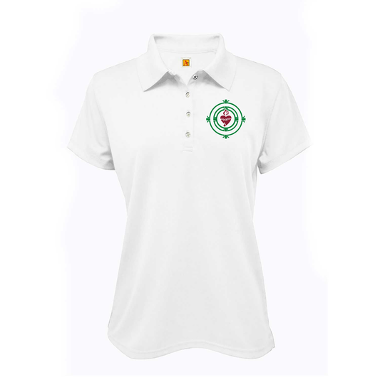 CLEARANCE-Girls White Short Sleeve Jersey Polo