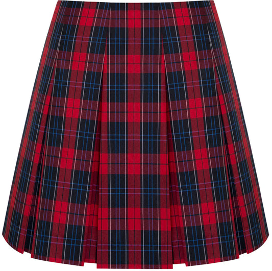 Woodland Plaid High Waisted Box Pleated Skirt-Clearance