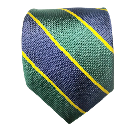 Navy and Green with Gold Pin Stripe Four in Hand tie