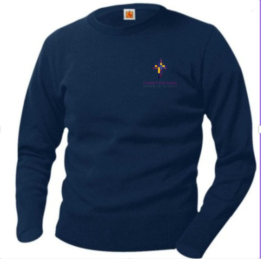 Navy Crew Neck Sweatshirt-Christ the King  Fiberlok logo