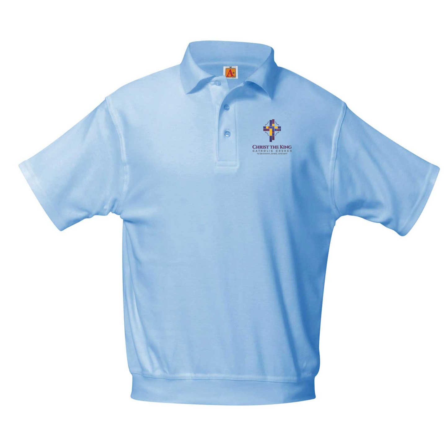 Lt. Blue Short Sleeve Banded Polo w/ Christ the King Logo (for PS, PK, and Kindergarten ONLY)