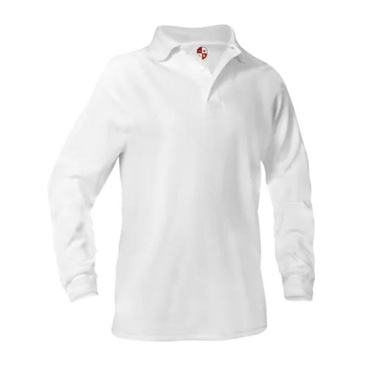 White Long Sleeve Performance Polo