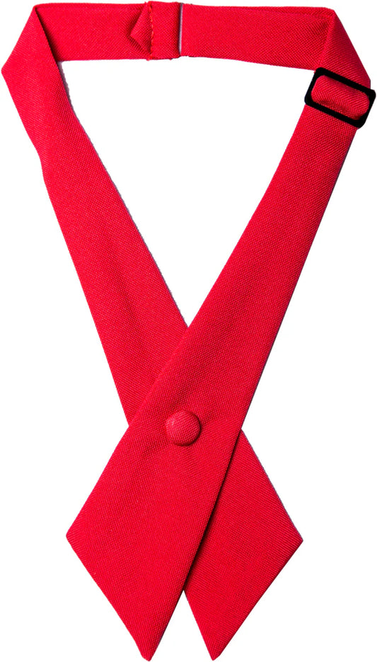 Red Crossover tie with covered button