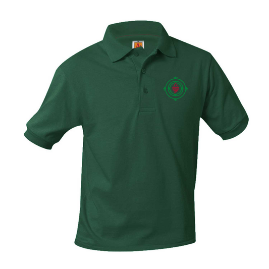 Hunter Green Jersey Polo w/ St. Margaret Mary Logo- Embroidered
