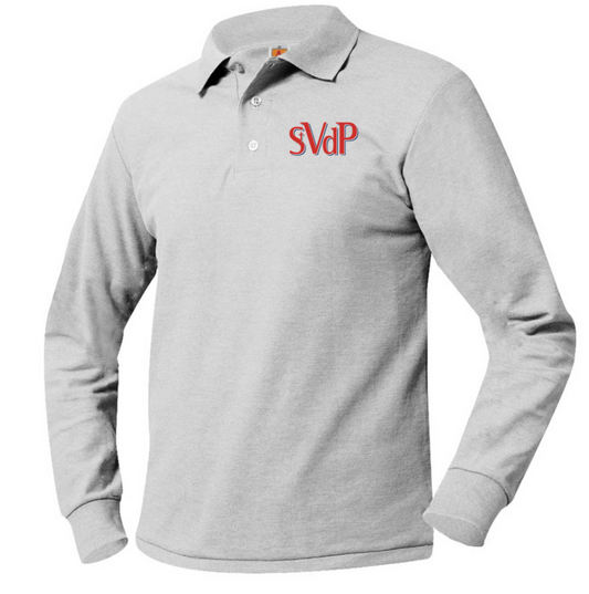 Ash Gray St. Vincent De Paul Long Sleeve Pique Polo