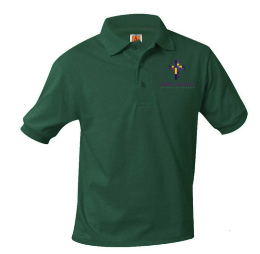 Short Sleeve Jersey Polo- Christ the King Fiberlok Logo