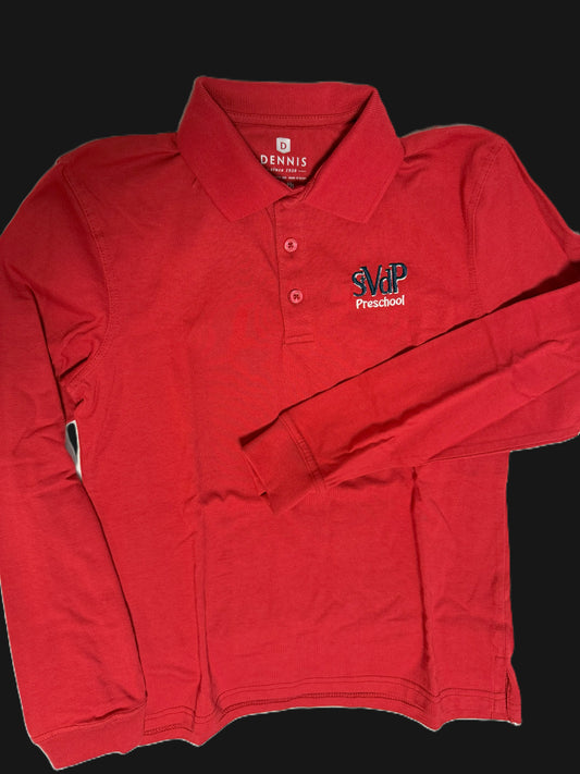 Red Preschool L/S Jersey Polo- St. Vincent de Paul School