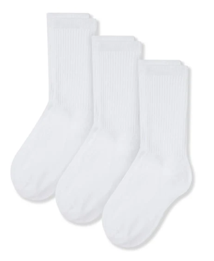 Boys White 3 Pack Unisex Crew Sock