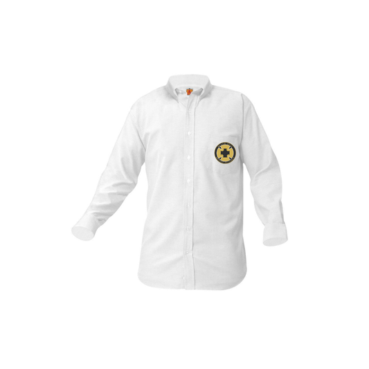 White Feminine Fit Oxford shirt- Maur Hill- Mount Academy Embroidered logo