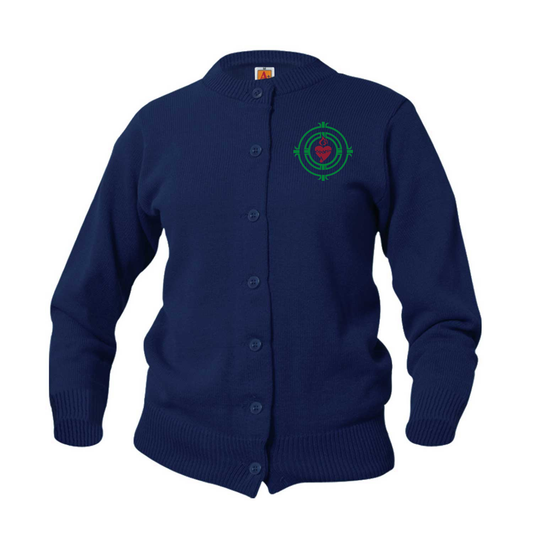 CLEARANCE- Girls Navy Crew Neck Cardigan