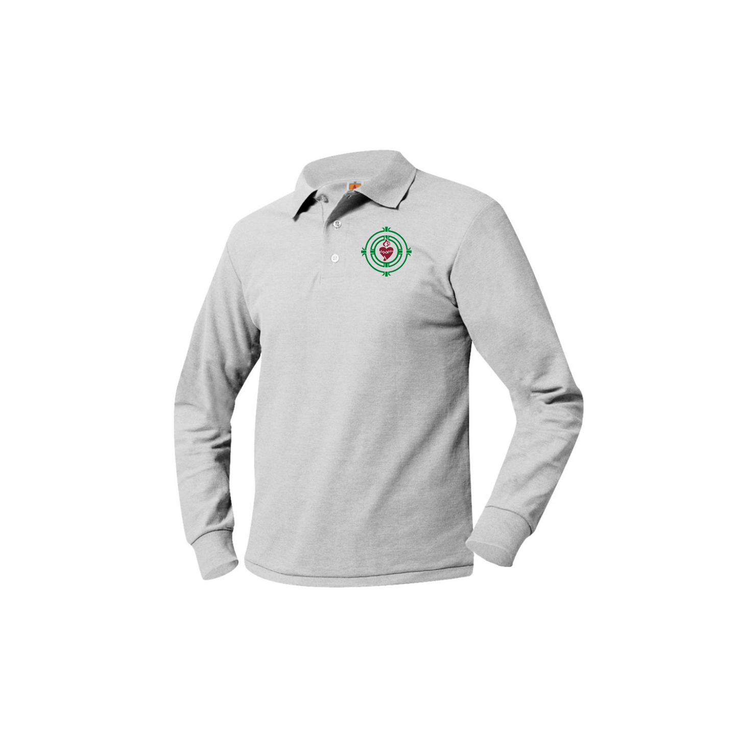 Gray Pique Polo with St. Margaret Mary School Logo- Embroidered