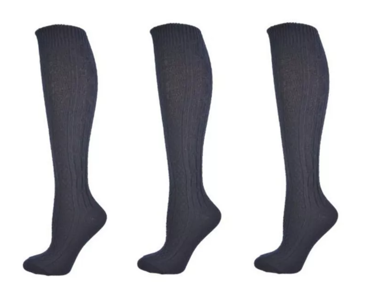 Navy 3 Pack Cable Knit Knee-Hi Socks