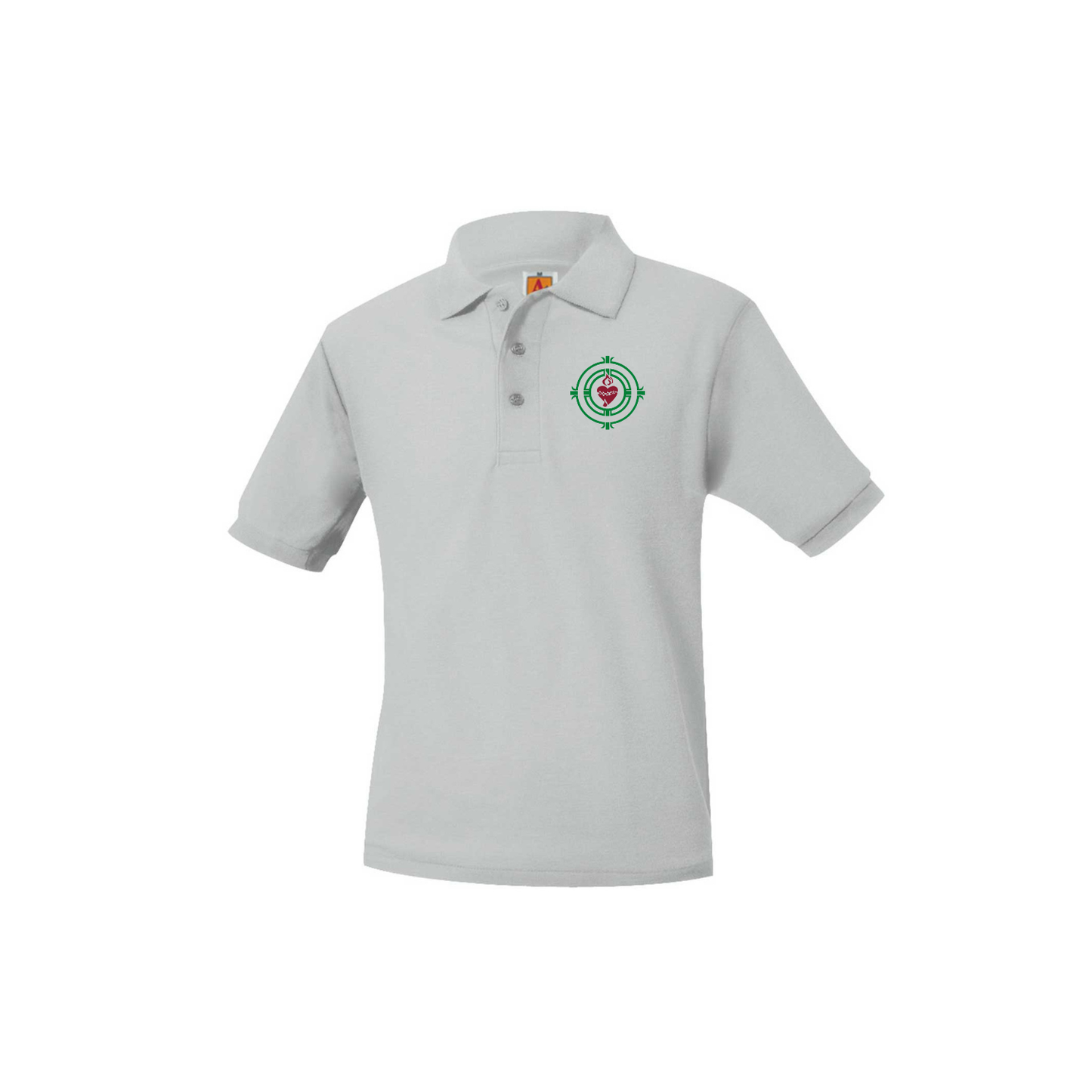 Gray Pique Polo with St. Margaret Mary School Logo- Embroidered