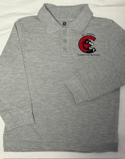 Gray St. Joseph Christian Long Sleeve Pique Polo